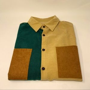 Corduroy Patchwork Button-Down Shirt | No Brand | Soft & Comfortable | Medium